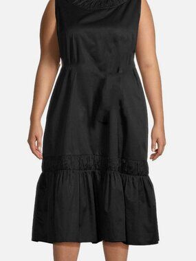 Harshman Women's Black Naveen Sleeveless Scoop Neck Cotton Midi-Dress Size XS
